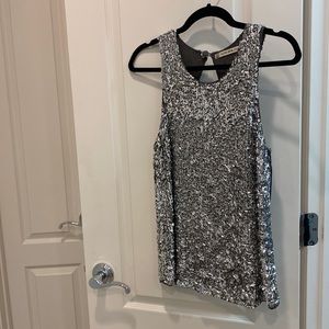 Chelsea & Violet Silver Sequin Tank Top